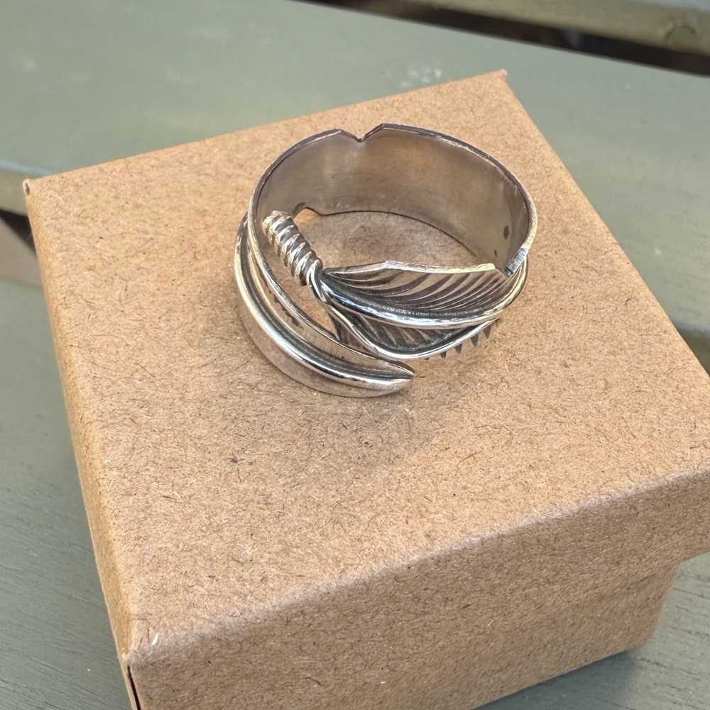 Authentic Native American Sterling Silver Feather Ring